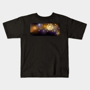 Festive Background with Golden Snowflakes Kids T-Shirt